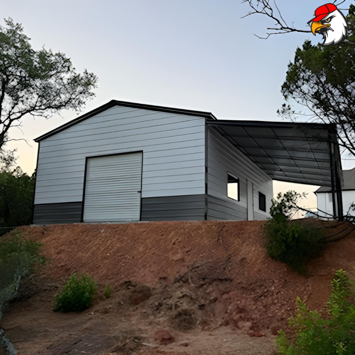 Garage with lean completed view