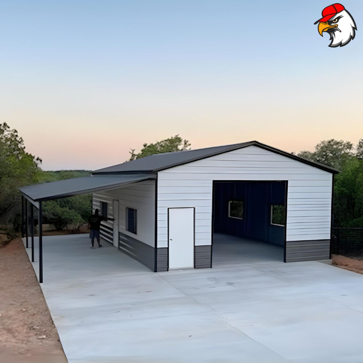 Garage with lean side view