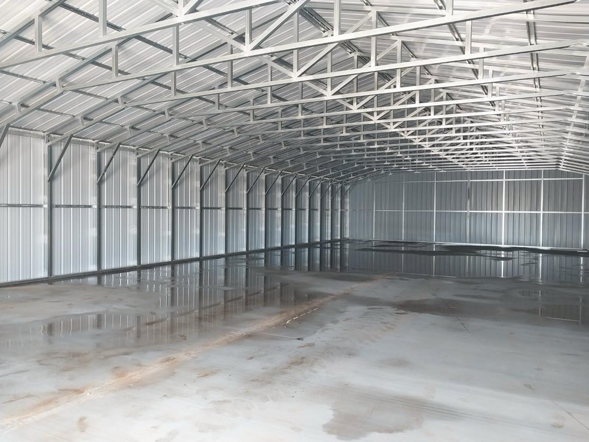 Metal building framing interior example