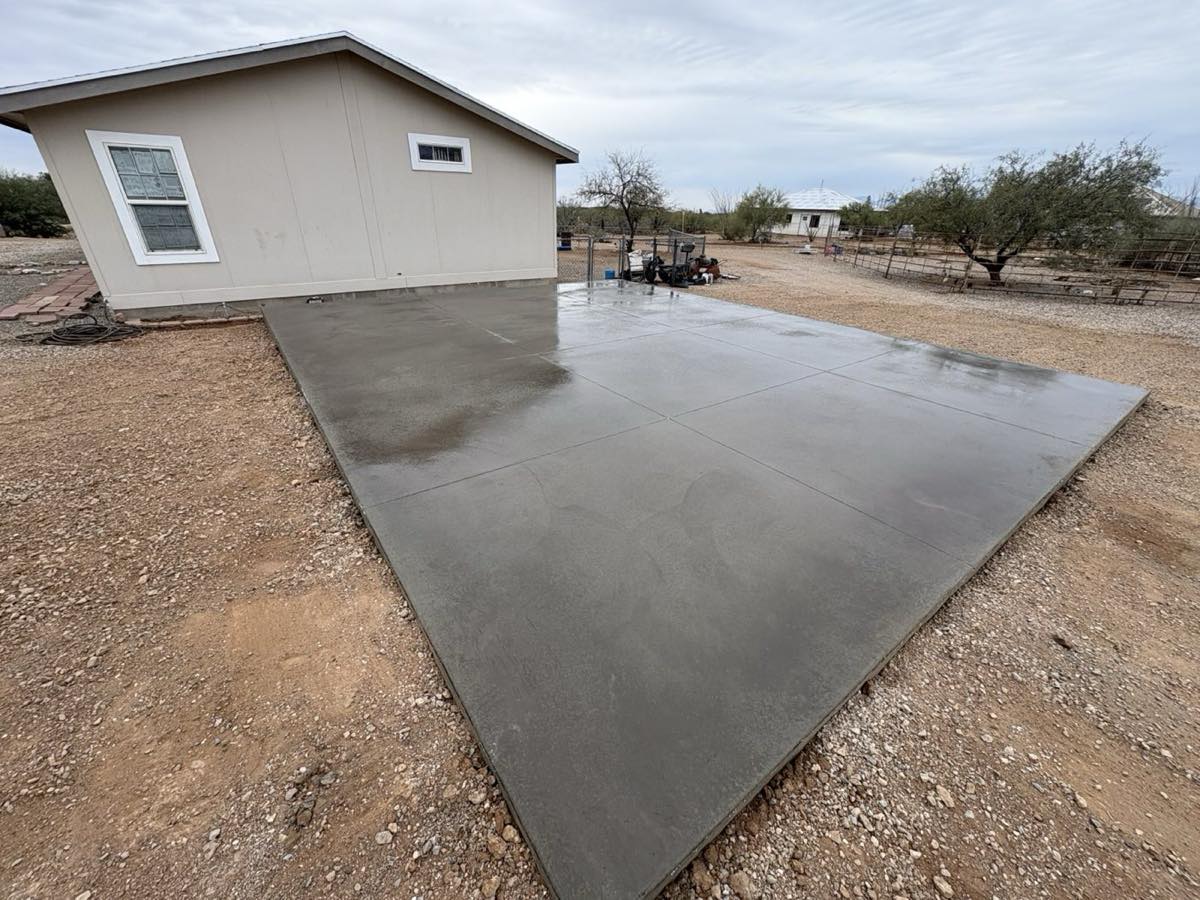 Finished slab beside a structure